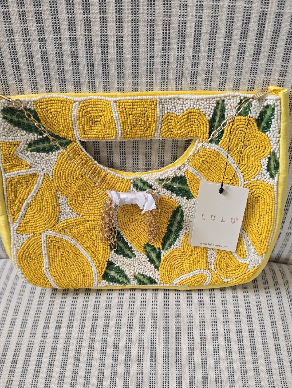 lululemon athletica Yellow Beaded Floral Cutout Wristlet